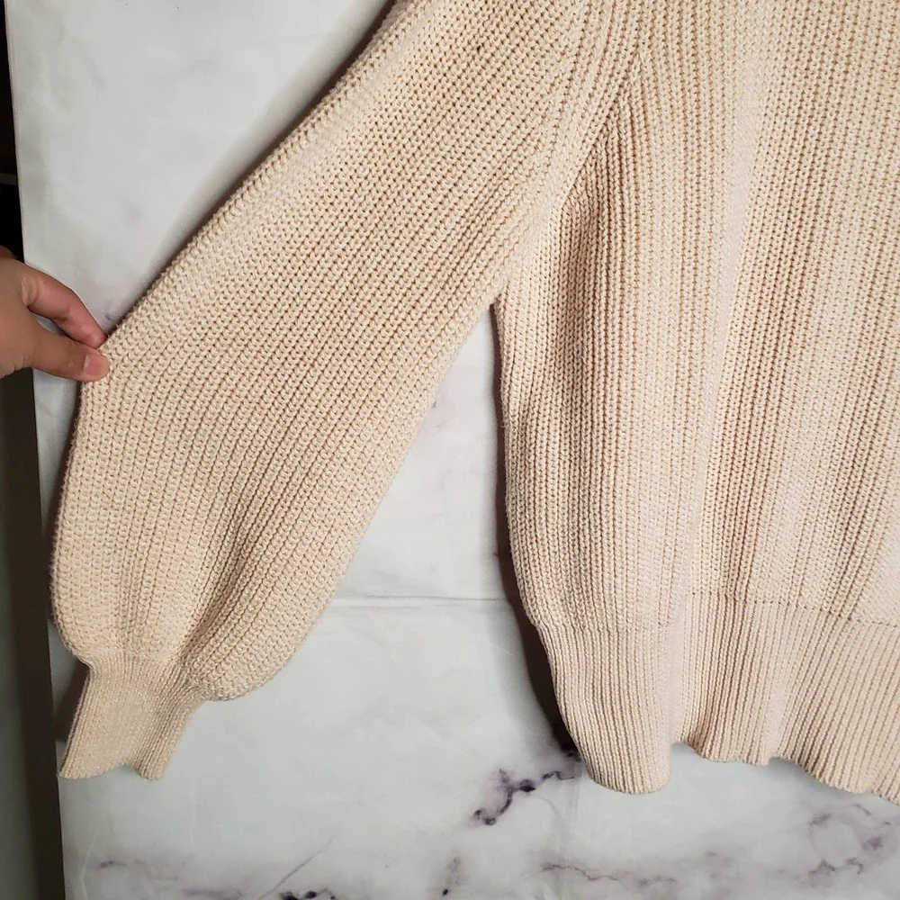 MOD Lusive off white chunky knit balloon sleeves pullover sweater XL